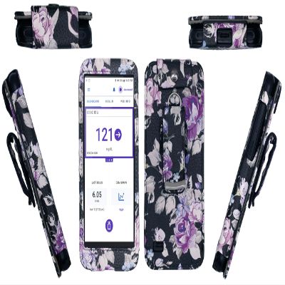 Premium Patterned Holster with Belt Clip for Omnipod 5 (Black/Catharanthus)