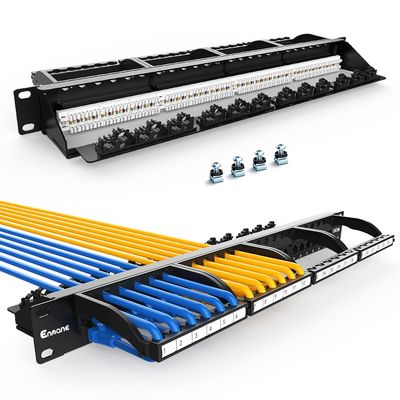 Enmane 24 Port Patch Panel CAT6a (EC Listed) 1U 19" Rackmount RJ45 Patch Panel Punch Down Network Compatible with Cat5e,Cat6 Cable