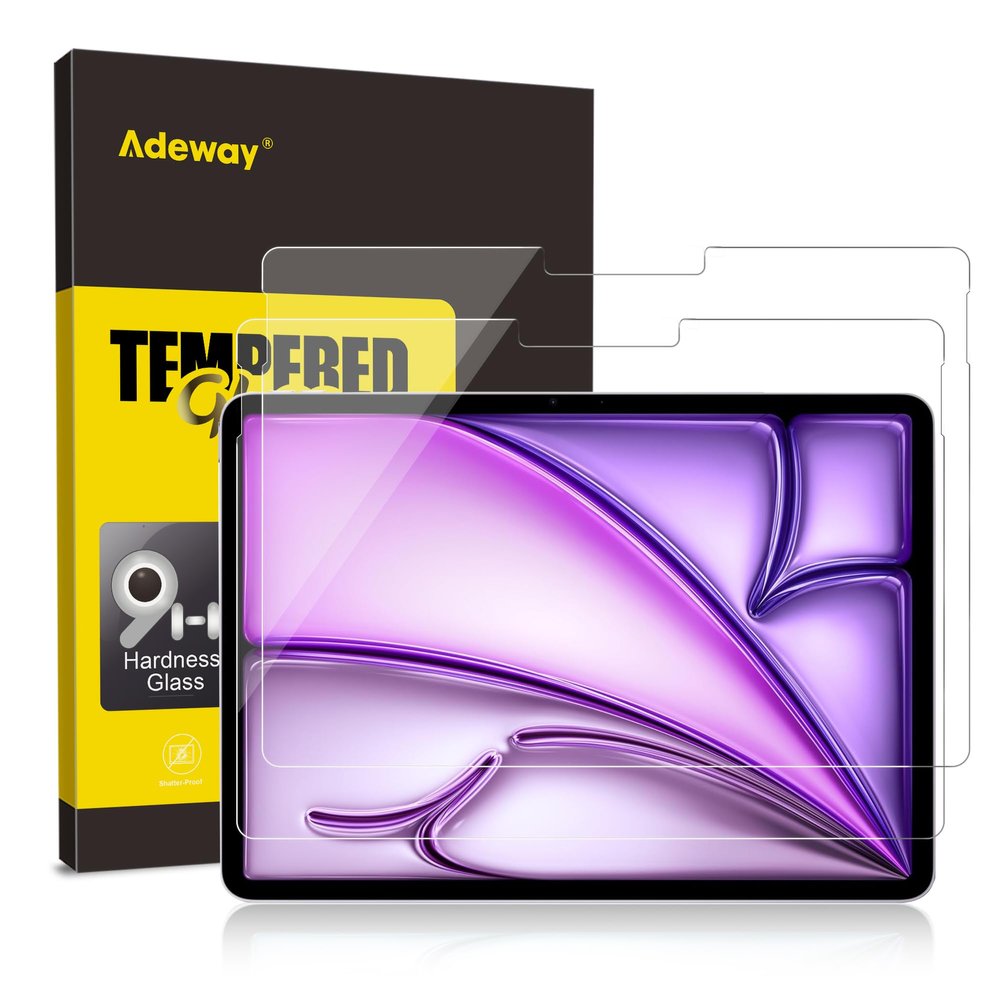 Adeway 2 Pack Screen Protector for iPad Air 13" (7th Gen 2025 M3 & 6th Gen 2024 M2) and iPad Pro 13" (7th Gen 2024 M4), Tempered Glass, Anti-Scratch, High Clarity, Face ID & Apple Pencil Compatible