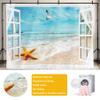 SULLOTSY Fabric Window for View Ocean Beach Tapestry Wall Hanging Flying Seagull Yellow Pie Star Wall Tapestry For College Dorm Living Office Decor Aesthetic Poster 179" L X 94.5" W view 3