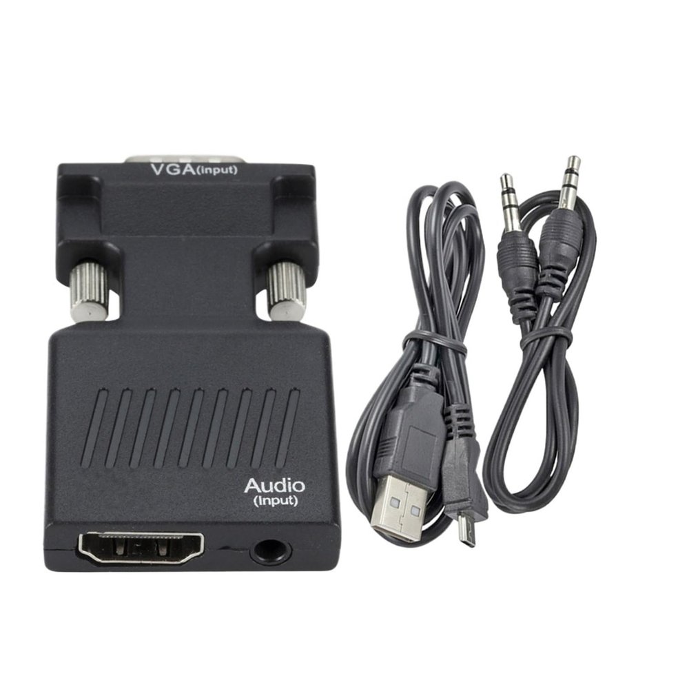 1080P HD to HDMI-Compatible Converter Adapter with 3.5mm Cable HDMI-Compatible to Adapter Compatible with The TV DVD(VGA to HD)