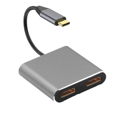 USB C to Dual HDMI Adapter 4K HD Hub 60W Compatible with HDMI Converter Cable(Red)