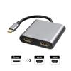 USB C to Dual HDMI Adapter 4K HD Hub 60W Compatible with HDMI Converter Cable(Red) view 2