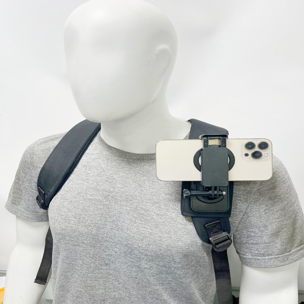 KASINshooting Shoulder Strap Adhesive Backpack Clip Pad Mount with 360 Degree Rotating Base Phone Clip for Go pro Heros 13/12/11/10/9/8 Instas 360 Action Cameras and Smartphone