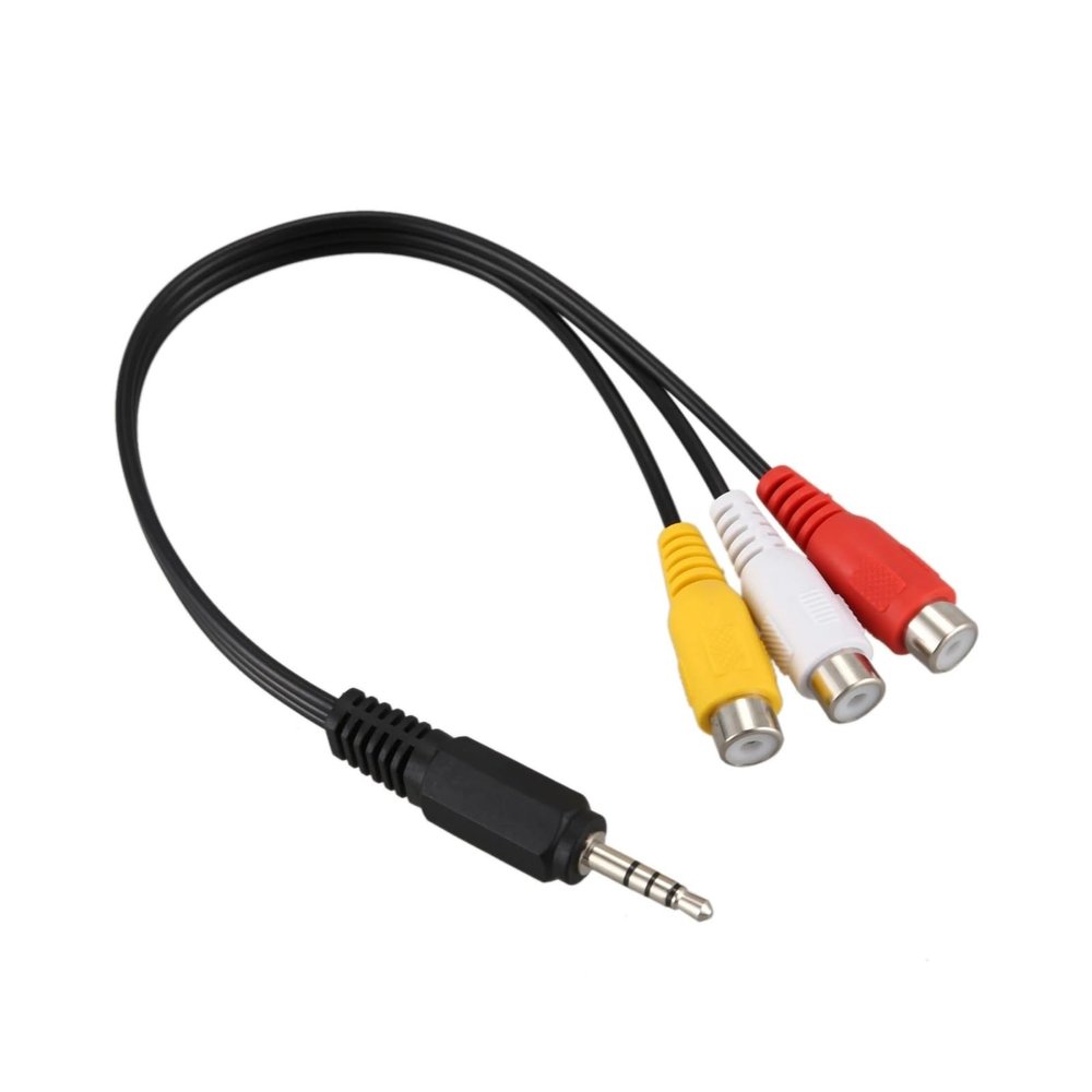 3.5mm Male Plug to 3 R/CA Female Video AV Cable 22cm