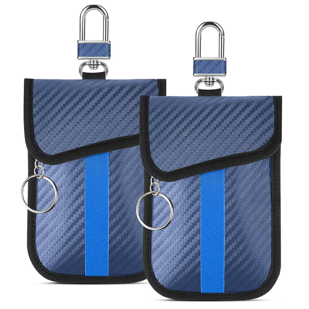 Faraday Bag for Key Fob, Anti-Theft Key fob Protector Signal Blocking Fits Most Keyfobs for All Cars From EU, America and Asia, Pack of 2