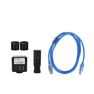 5MP USB Microscope Camera Industrial Eyepiece Camera with 0.5X CCD Adapter for Pattern Recognition, Industrial Inspection