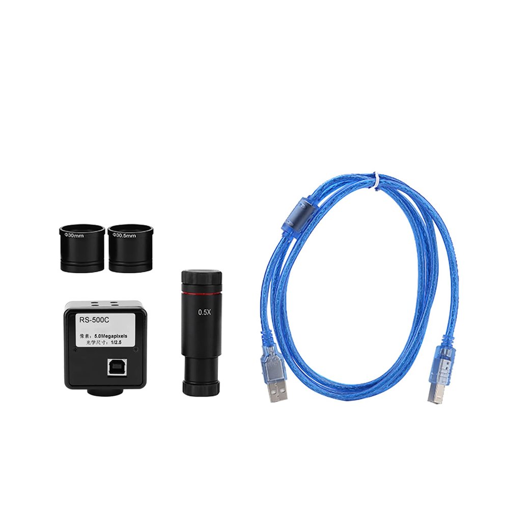 5MP USB Microscope Camera Industrial Eyepiece Camera with 0.5X CCD Adapter for Pattern Recognition, Industrial Inspection