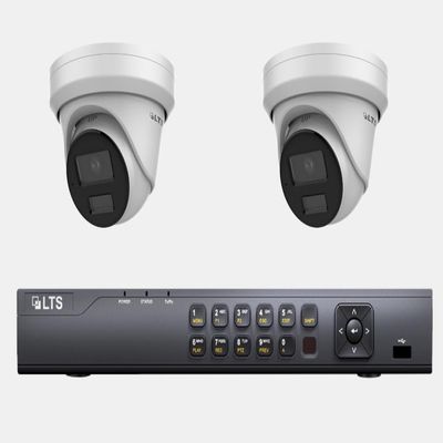 LTS LTN8704QN-P4 NVR with 2 CMIP3C42WI-MDA Platinum 4MP Turret Cameras, 24/7 Color, Hybrid Illumination, and PoE