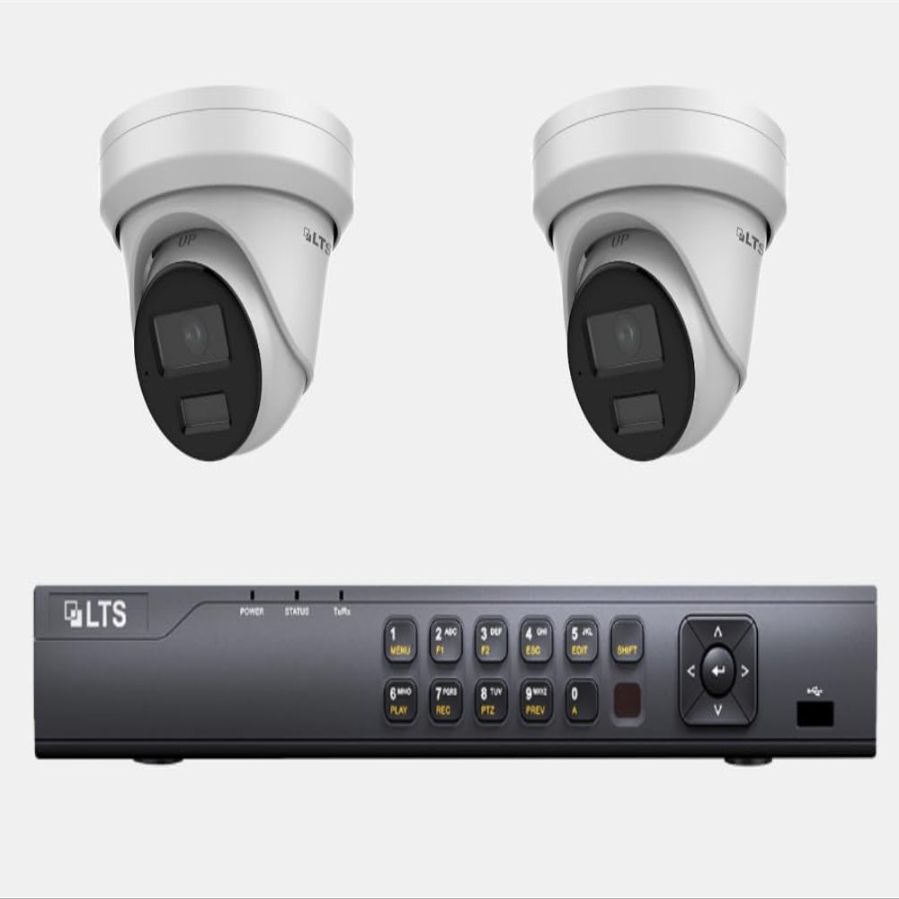 LTS LTN8704QN-P4 NVR with 2 CMIP3C42WI-MDA Platinum 4MP Turret Cameras, 24/7 Color, Hybrid Illumination, and PoE
