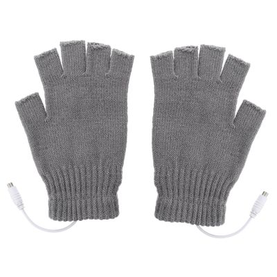 1 Pair USB Heated Gloves Hand Warmers Gloves for Men Touchscreen Heated Wool Batting Mittens for Women for Cold Heats Finger Yarn Grey