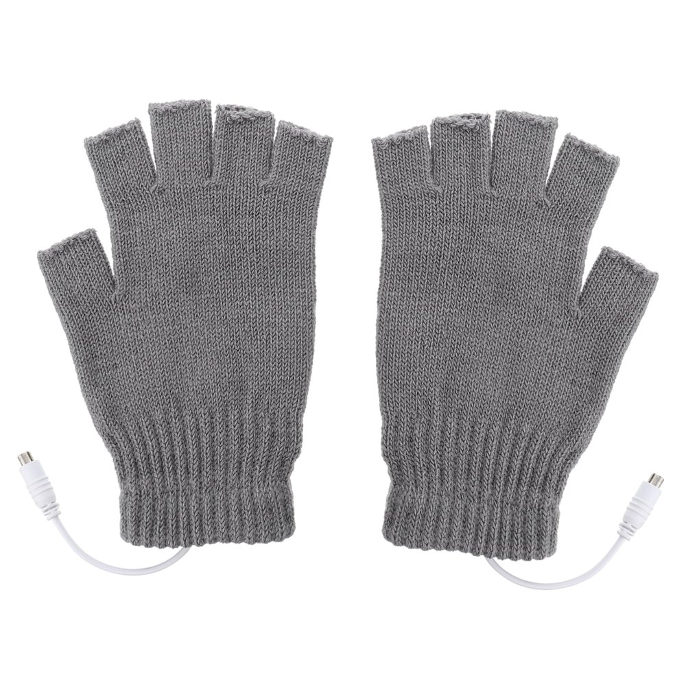 1 Pair USB Heated Gloves Hand Warmers Gloves for Men Touchscreen Heated Wool Batting Mittens for Women for Cold Heats Finger Yarn Grey