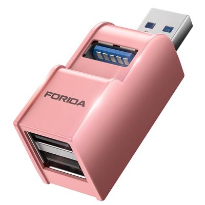 3 Ports USB 3.0 Adapter, USB Hub with 1 USB 3.0 and 2 USB 2.0 Port, Portable USB Port Splitter for Keyborad, Mobile Hard Disk, U Disk, Camera, Mouse,etc (Pink)
