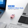 3 Ports USB 3.0 Adapter, USB Hub with 1 USB 3.0 and 2 USB 2.0 Port, Portable USB Port Splitter for Keyborad, Mobile Hard Disk, U Disk, Camera, Mouse,etc (Pink) view 2