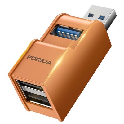 3 Ports USB 3.0 hub, USB Splitter to 2 USB 2.0 Out Ports and 1 USB-3.0 Port, Portable USB Adapter for Keyborad, Mobile Hard Disk, U Disk, Camera, Mouse, Laptop Accessories,etc (Orange)