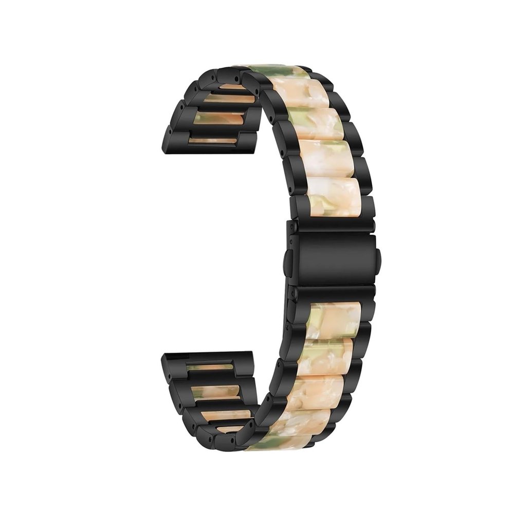 22mm 20mm Strap Alloy with Resin Bracelet for Garmin Watch Band Venu 3 2 1/Venu2 Plus/SQ/Vivoactive 4 Metal Belt Accessories(Black Style3,For Venus SQ 1)