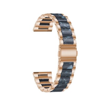 22mm 20mm Strap Alloy with Resin Bracelet for Garmin Watch Band Venu 3 2 1/Venu2 Plus/SQ/Vivoactive 4 Metal Belt Accessories(Rose gold Style4,For Venu 2)