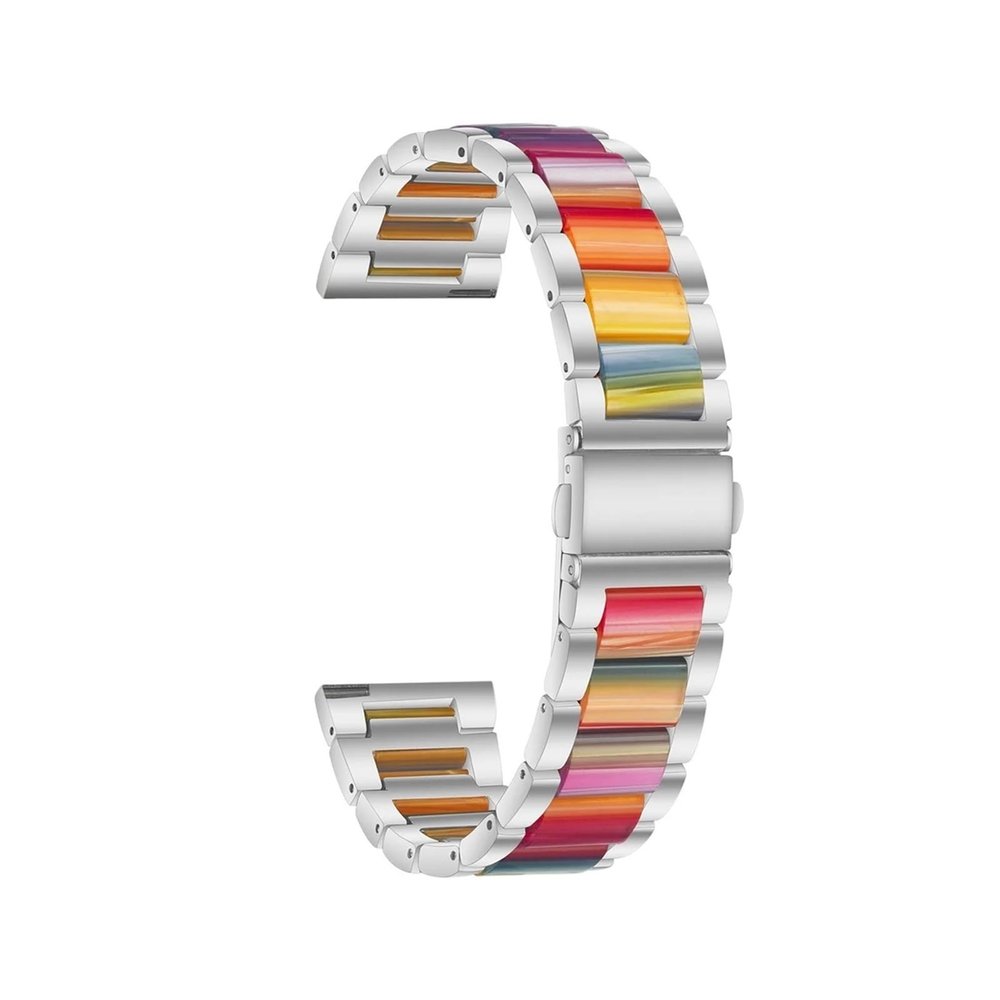 22mm 20mm Strap Alloy with Resin Bracelet for Garmin Watch Band Venu 3 2 1/Venu2 Plus/SQ/Vivoactive 4 Metal Belt Accessories(Silver Style1,20mm)