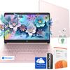 HP Ultralight 14 inch Laptop with Intel 4-Core Processor  with Microsoft 365 and Wireless Earbuds  8GB RAM  128GB External & 64GB Onboard & 1TB Cloud Storage  HD Display  Pink  Windows 11 view 1