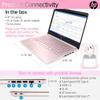 HP Ultralight 14 inch Laptop with Intel 4-Core Processor  with Microsoft 365 and Wireless Earbuds  8GB RAM  128GB External & 64GB Onboard & 1TB Cloud Storage  HD Display  Pink  Windows 11 view 3