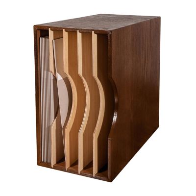 CD Record Storage Rack Vinyl Record Storage, Tabletop Vinyl Record Box Case, Vinyl Record Album Holder, Oak CD Record Crate with Removable Partition, Holds up to 40 Records CD Record Storage Box
