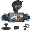 4 Channel Dash Cam Front and Rear Inside, 3 inch 1080P Dashcam with 64GB Card, 360 Dashcam for Car with Parking Monitor, Night Vision, G-Sensor, Loop Recording, Wide Angle view 1