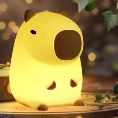 BemeedLigt Capybara Night Light,Cute Silicone Squishy LED Animal Lamp,Dimmable Nursery Nightlight,Rechargeable Bedside Table Lamp with Touch Control,Xmas Birthday Gifts for Toddler,Breastfeeding