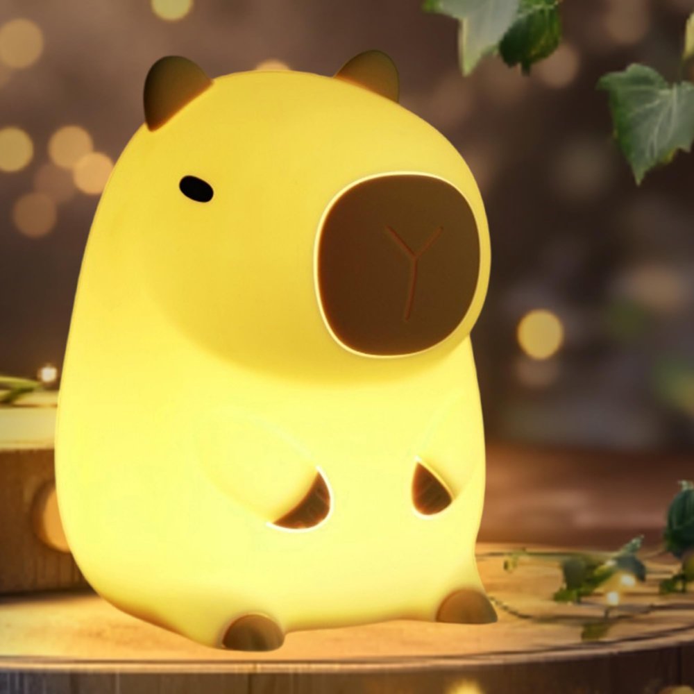 BemeedLigt Capybara Night Light,Cute Silicone Squishy LED Animal Lamp,Dimmable Nursery Nightlight,Rechargeable Bedside Table Lamp with Touch Control,Xmas Birthday Gifts for Toddler,Breastfeeding
