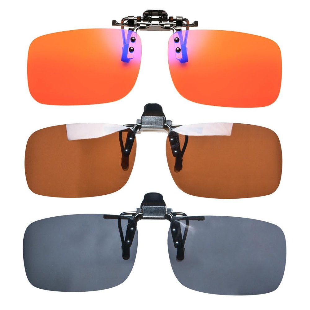 SHINU Anti Blue Light Clip on Red Lenses Better Sleep Clipon Blue Light Gaming Yellow Driving Polarized (A345)