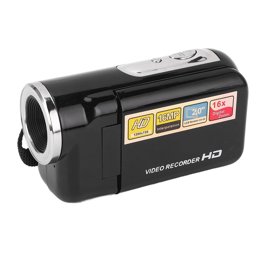 1080P Video Camera High Definition 16MP Digital Zoom USB Recorder with Rotatable Screen for Travel (Black)