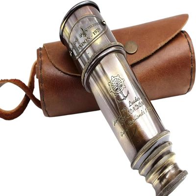 16 inch Brass Maritime Vintage Telescope with Leather Case Handmade Gift Item.