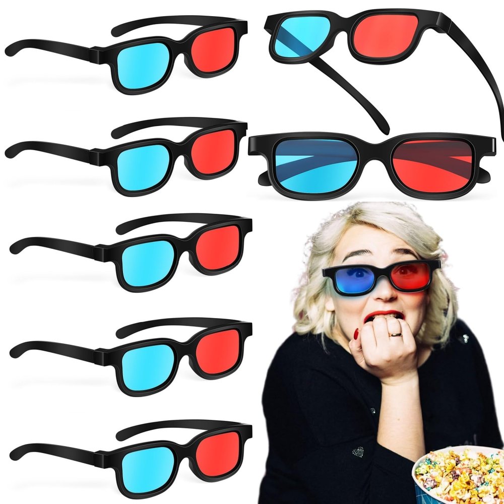 jojofuny 10 Pack 3D Glasses Red Blue Anaglyph for Movies and Games at Home Compatible with Tv Projector Monitor Lightweight Comfortable Frame