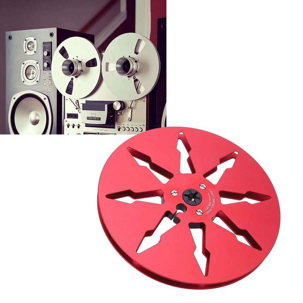 1/4 7 Inch Empty Tape Reel, 8 Hole Open Reel Audio Takeup Reel, Aluminum Alloy Empty Take Up Reel to Reel Hub for TEAC for Revox for Studer (Red)