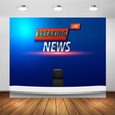 BELECO 15x10ft Fabric News Broadcast Hall Backdrop Live Breaking News TV Shows Newscaster Broadcasting Background News Theme Party Decorations News Anchor Portrait Photoshoot Studio Props