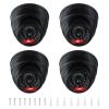 PATIKIL Fake Security Camera, 4Pcs Dummy Dome Cameras with Flashing Red LED Light/Screw/Cover for Indoor & Outdoor Home Business, Black view 1