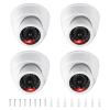 PATIKIL Fake Security Camera, 4Pcs Dummy Dome Cameras with Flashing Red LED Light/Screw/Cover for Indoor & Outdoor Home Business, White view 1