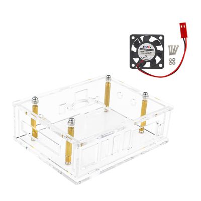Acrylic Transparent Enclosure Case House with Cooling Fan for Orange Pi 5 Plus