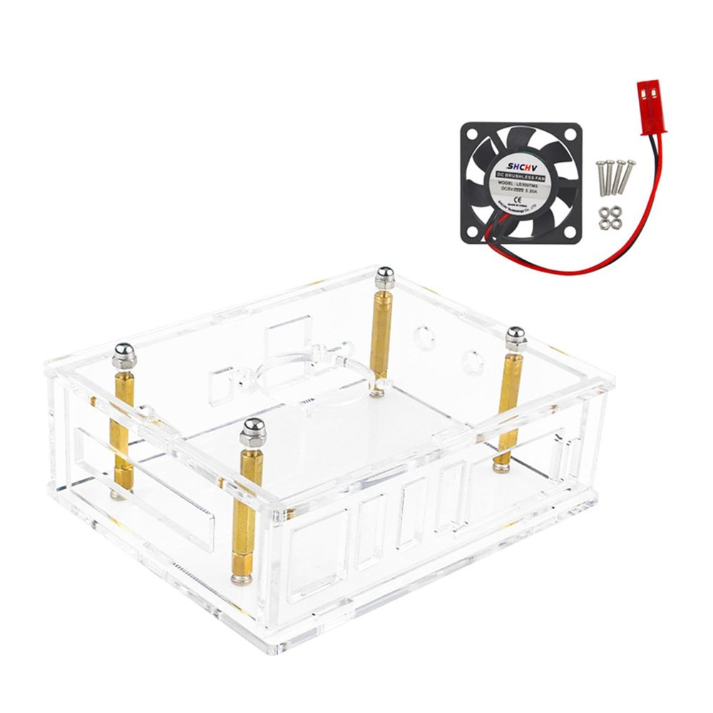 Acrylic Transparent Enclosure Case House with Cooling Fan for Orange Pi 5 Plus