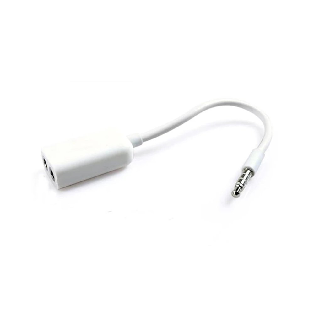 3.5mm Cable Headset Jack Headphone Earphone Splitter Adapter 1 Male to 2 Female Earphone Cord Compatible with The(White,2 Pieces)