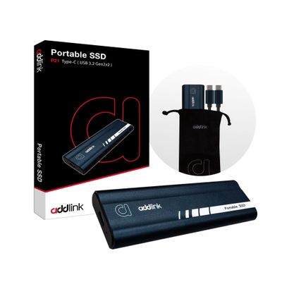 Addlink P21 2TB Portable External SSD, Up to 2,000MB/s Read, USB 3.2 Gen 2x2, Lightweight Storage for Photography, Video, Gaming and Fast backups, for PC Laptop Mac Windows Linux Android PS4 PS5