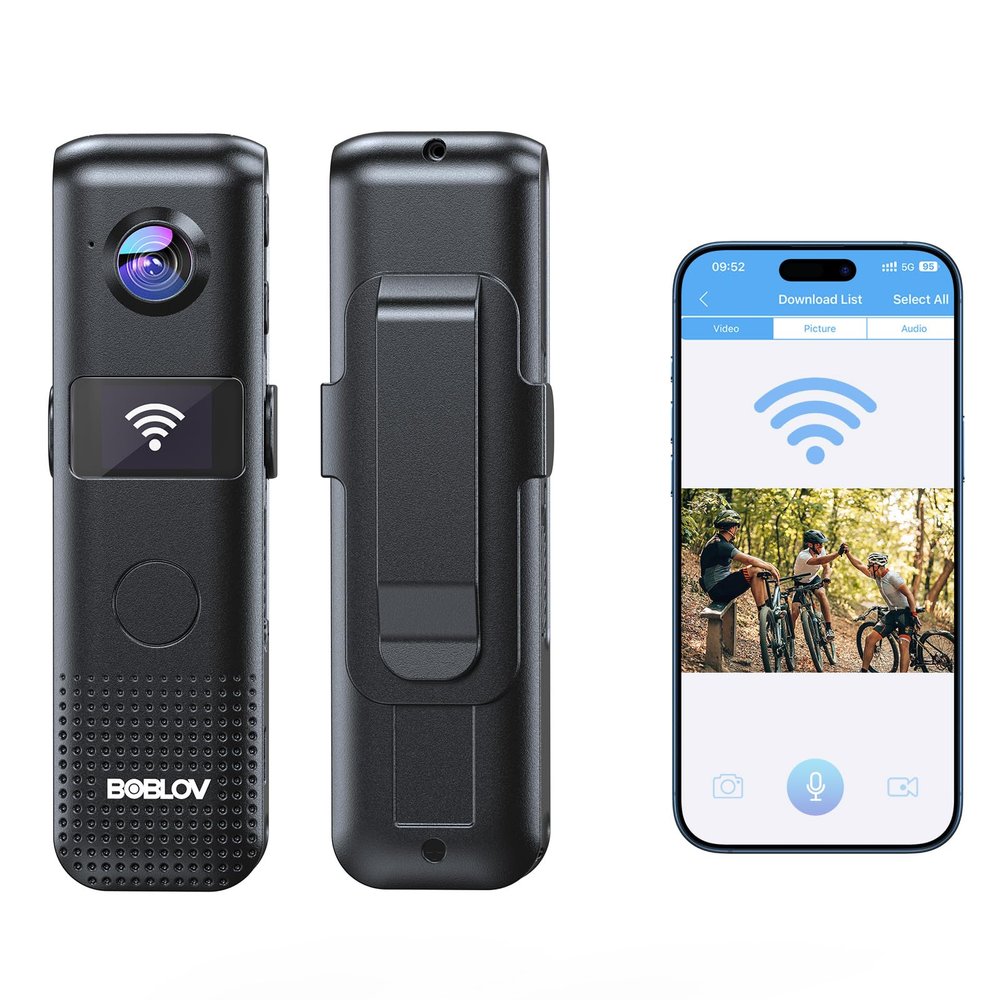 BOBLOV C18 128G WiFi Body Camera: One-Touch Recording and Small OLED Screen for User Friendly, 4Hours Recording, 1080P Wearable Cam with 1/4" Tripod Thread for Biking, Security, Personal Use