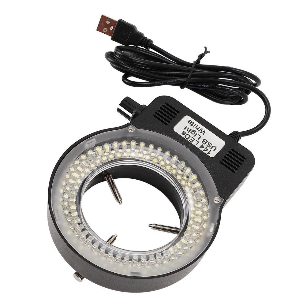 USB Powered High Brightness Microscope Lamp LED Ring Light Source for Lathes Cameras Binoculars Lab Stereo Microscopes 144 LED Ring Microscope Light Adjustable