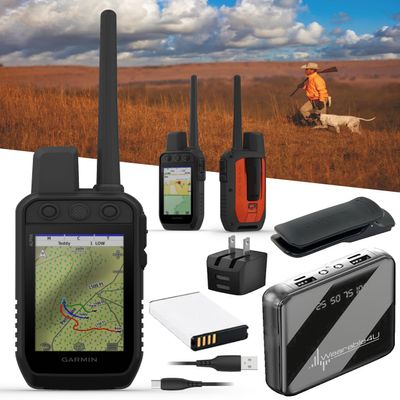 Garmin Alpha 200 Plus Dog Tracking & Training Handheld GPS, 3.5 Touchscreen, Track & Train Up to 20 Dogs from 9 Miles, Preloaded TopoActive Maps, 18 Training Levels with Wearable4U PowerBank Bundle
