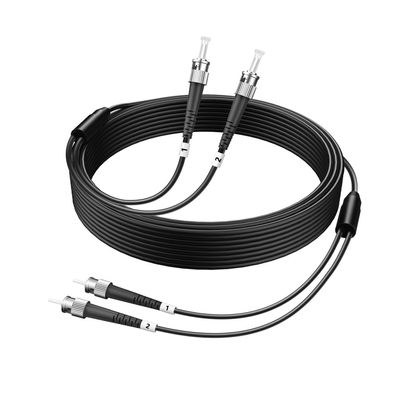 HYX FIBER CABLE-ST to ST Single Mode Fiber Patch Cable,100ft/30m,ST-ST Outdoor Armored Fiber Optic Cable,Duplex Industrial TPU,Direct Burial 9/125um SMF Optical Jumper,OD-5mm,Black