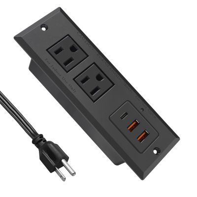 20W Recessed Power Strip USB C Fast Charge Desk Power Outlet Type C Flush Mounted Extension Power Plug for Conference Countertop Desktop Drawer Sofa ETL Listed 10ft Power Cord