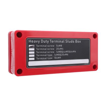 GLOGLOW Busbar Terminal Block, DC48V 300A M8 X 5 Power Distribution Block with Brass Terminal for Vehicles Boats RVs, Ideal for 12 to 48V Custom Vehicles or Relocating (Red: Positive