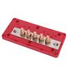 GLOGLOW Busbar Terminal Block, DC48V 300A M8 X 5 Power Distribution Block with Brass Terminal for Vehicles Boats RVs, Ideal for 12 to 48V Custom Vehicles or Relocating (Red: Positive view 2