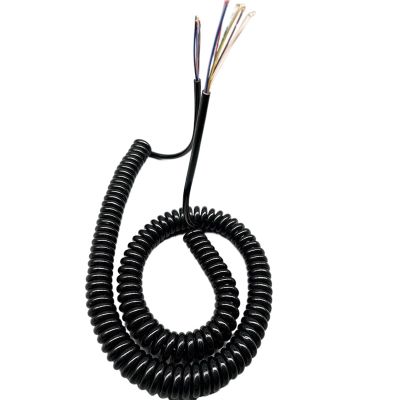 MOOIOO Spring Spiral Cable Line Wire, Cable Cord, 24AWG Coiled Power Spring Cable 9 Core Spiral Telescopic Pure Copper High Elastic Wire Sheath Cable Spiral Extension(Stretch 1.25 Meter)