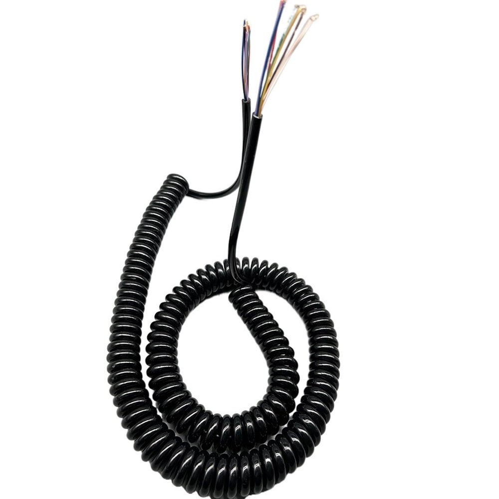 MOOIOO Spring Spiral Cable Line Wire, Cable Cord, 24AWG Coiled Power Spring Cable 9 Core Spiral Telescopic Pure Copper High Elastic Wire Sheath Cable Spiral Extension(Stretch 1.25 Meter)