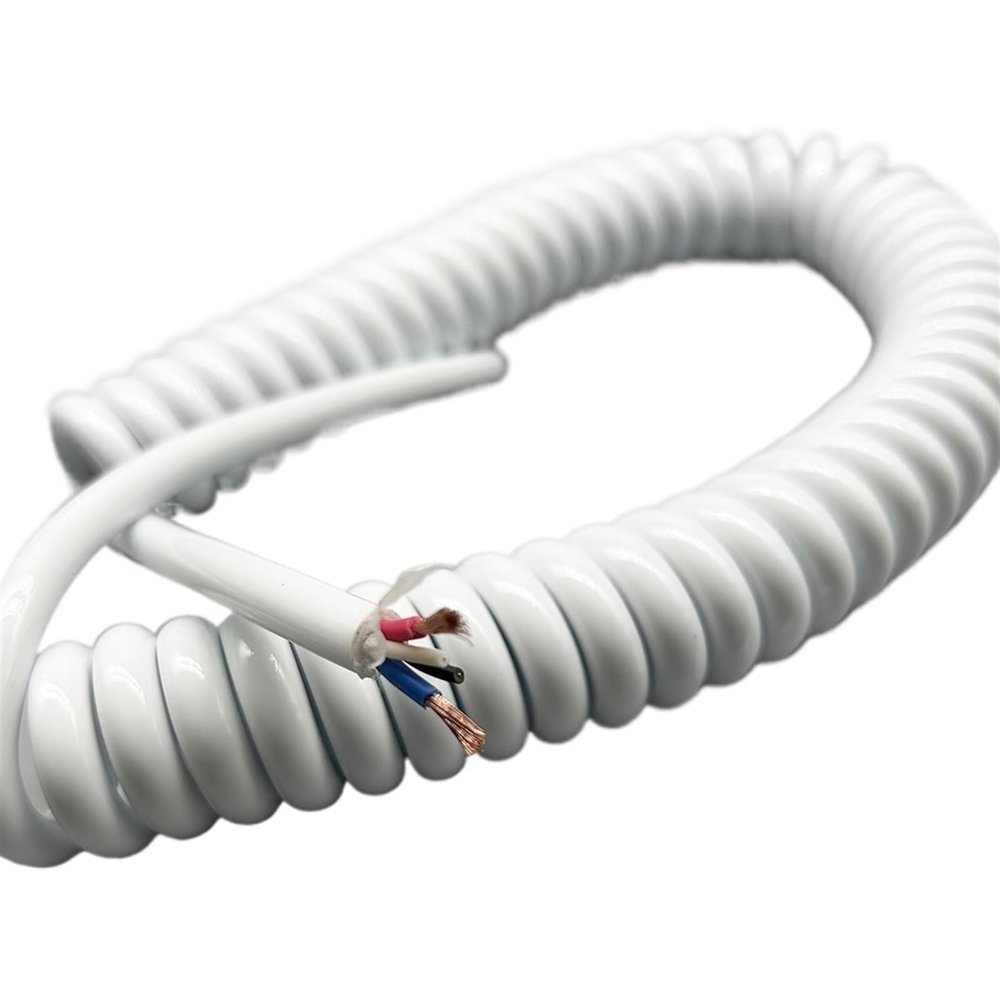 MOOIOO Spring Spiral Cable Line Wire, Cable Cord, 2 Core 15AWG Machine Room Telescopic Wire Pure Copper Scalable Power Cord Industrial Thick Spiral Spring Wire Spiral Extension(Stretch 6 Meter)